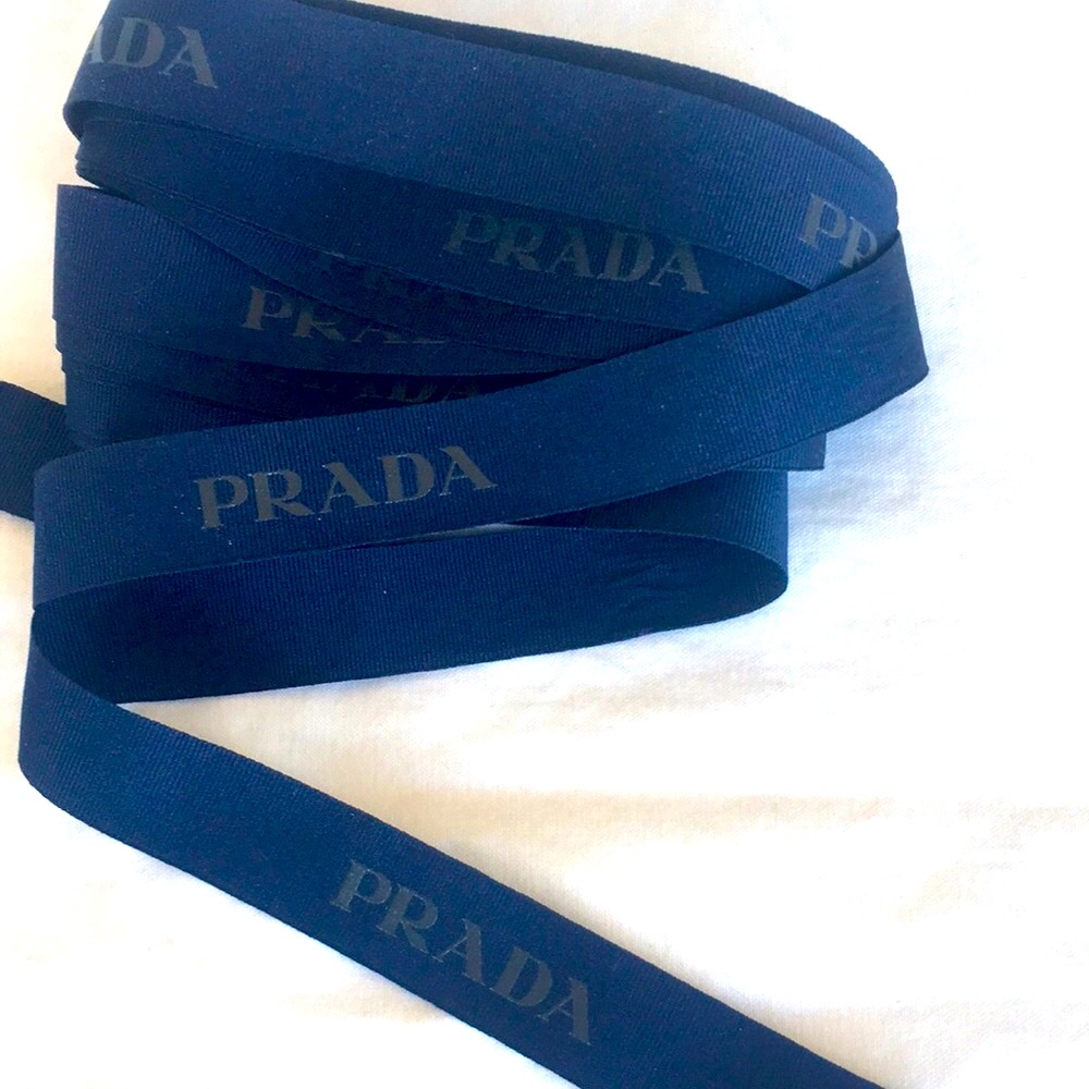 PRADA Navy Blue Ribbon with Logo - 1/2" x 118" Long.